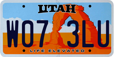 UT license plate W073LU