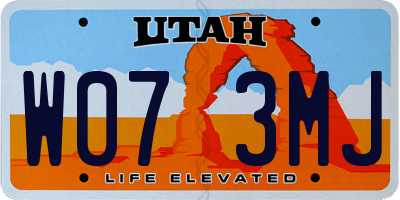 UT license plate W073MJ