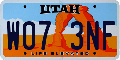 UT license plate W073NF