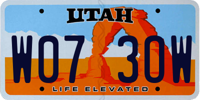 UT license plate W073OW