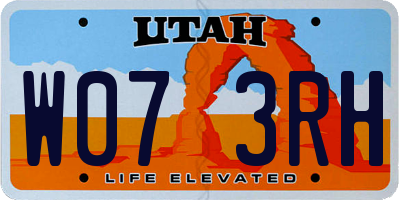 UT license plate W073RH