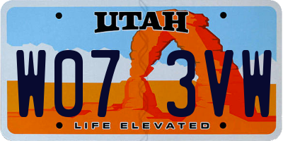 UT license plate W073VW