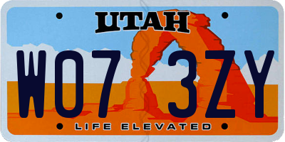 UT license plate W073ZY