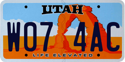 UT license plate W074AC
