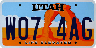 UT license plate W074AG