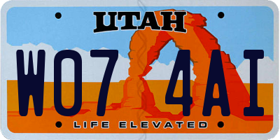 UT license plate W074AI