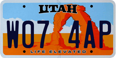 UT license plate W074AP