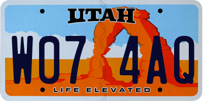 UT license plate W074AQ