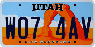 UT license plate W074AV