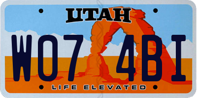 UT license plate W074BI