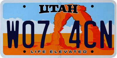 UT license plate W074CN