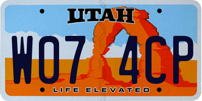UT license plate W074CP