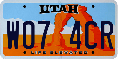 UT license plate W074CR
