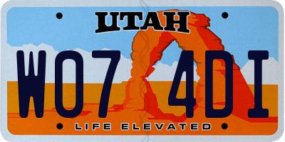 UT license plate W074DI