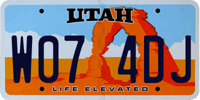 UT license plate W074DJ