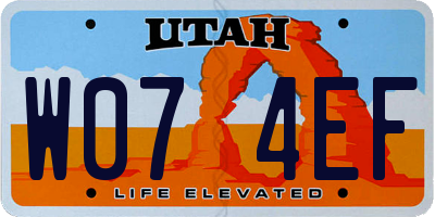 UT license plate W074EF