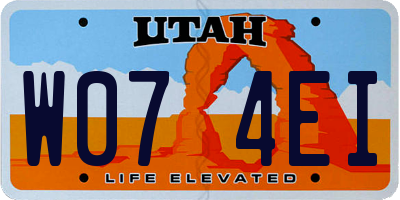 UT license plate W074EI