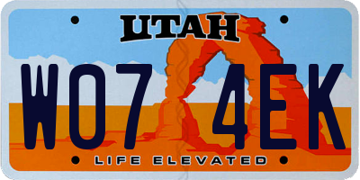 UT license plate W074EK