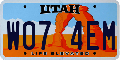 UT license plate W074EM