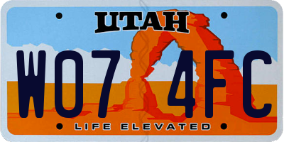 UT license plate W074FC