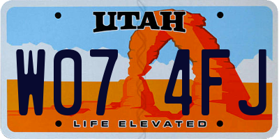 UT license plate W074FJ