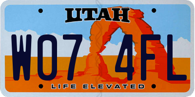 UT license plate W074FL