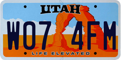 UT license plate W074FM