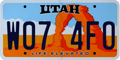 UT license plate W074FO