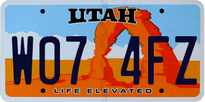 UT license plate W074FZ