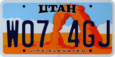 UT license plate W074GJ
