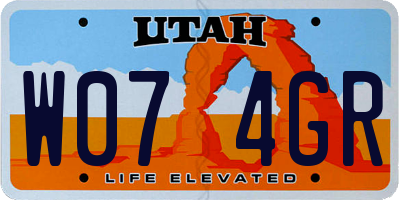 UT license plate W074GR