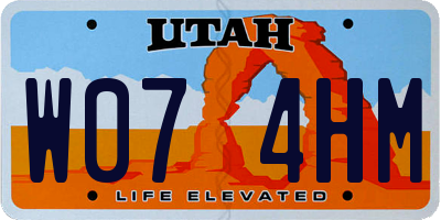 UT license plate W074HM