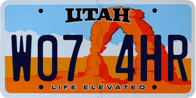 UT license plate W074HR