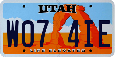 UT license plate W074IE