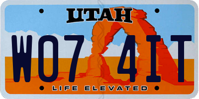 UT license plate W074IT