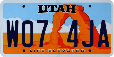UT license plate W074JA