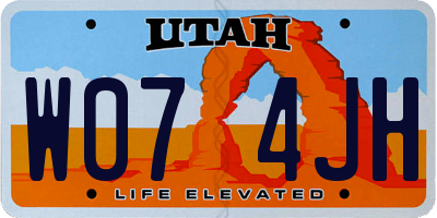 UT license plate W074JH