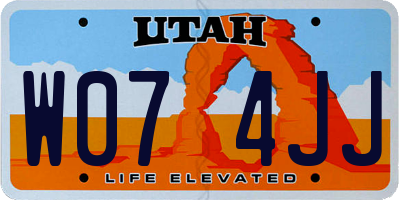 UT license plate W074JJ