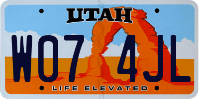 UT license plate W074JL