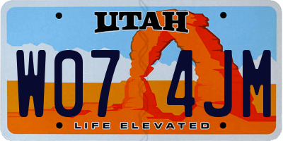 UT license plate W074JM