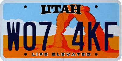 UT license plate W074KF