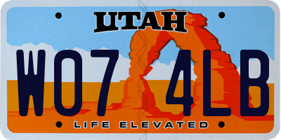 UT license plate W074LB