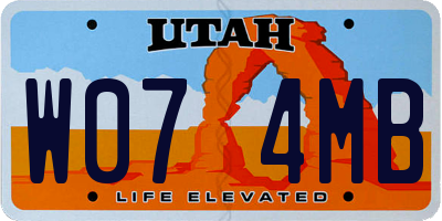 UT license plate W074MB