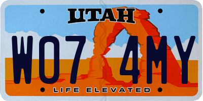 UT license plate W074MY
