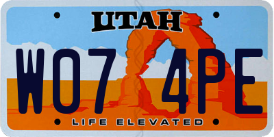 UT license plate W074PE
