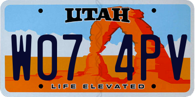 UT license plate W074PV