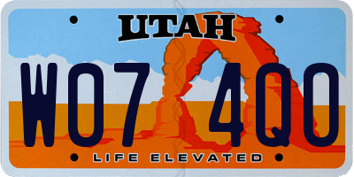 UT license plate W074QO
