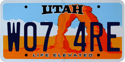 UT license plate W074RE