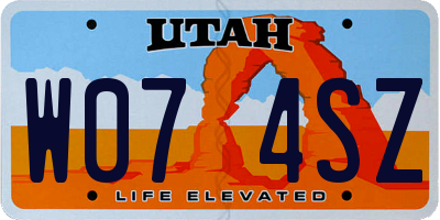 UT license plate W074SZ