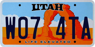 UT license plate W074TA